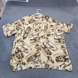 Panama Jack Shirt Mens 2XL Beige Hawaiian Short Sleeve Button Casual Tropical